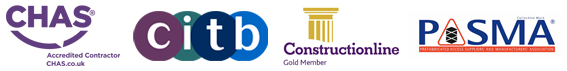 Guild Scaffolding accreditations: CHAS, CITB Registered, Constructionline Gold, 100% PASMA-trained